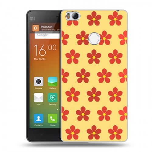 Дизайнерский пластиковый чехол для Xiaomi Mi4S Бежевые цветы