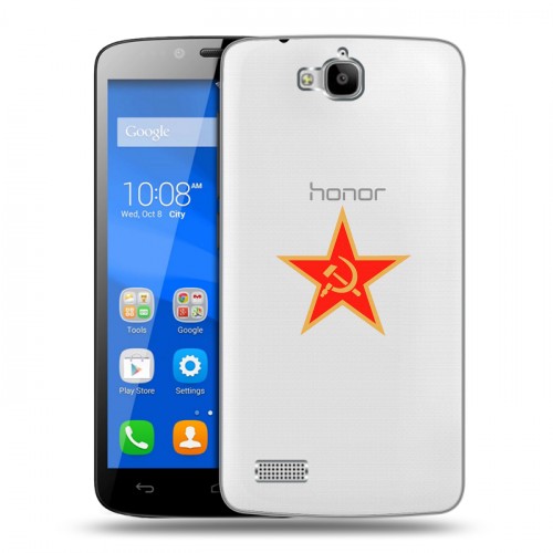 Полупрозрачный дизайнерский пластиковый чехол для Huawei Honor 3C Lite Флаг СССР