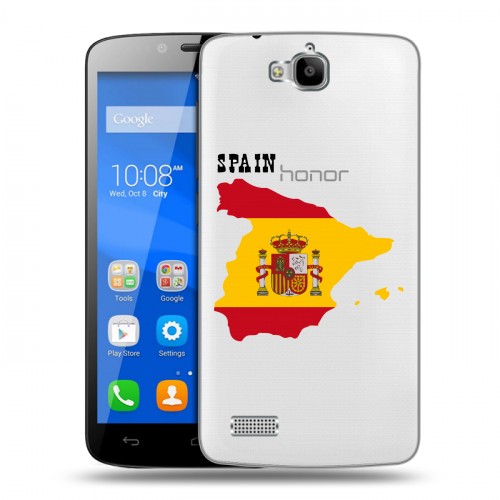 Полупрозрачный дизайнерский пластиковый чехол для Huawei Honor 3C Lite флаг Испании