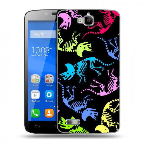 Дизайнерский пластиковый чехол для Huawei Honor 3C Lite Узоры динозавров
