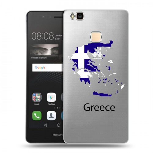 Полупрозрачный дизайнерский пластиковый чехол для Huawei P9 Lite флаг греции