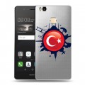 Полупрозрачный дизайнерский пластиковый чехол для Huawei P9 Lite Флаг Турции
