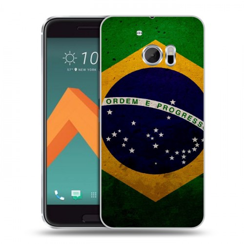 Дизайнерский пластиковый чехол для HTC 10 Флаг Бразилии