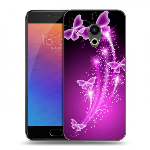Дизайнерский пластиковый чехол для Meizu Pro 6 Бабочки фиолетовые