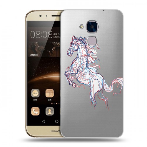Полупрозрачный дизайнерский пластиковый чехол для Huawei Honor 5C Прозрачные лошади и единороги 