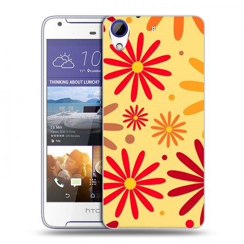Дизайнерский пластиковый чехол для HTC Desire 830 Бежевые цветы