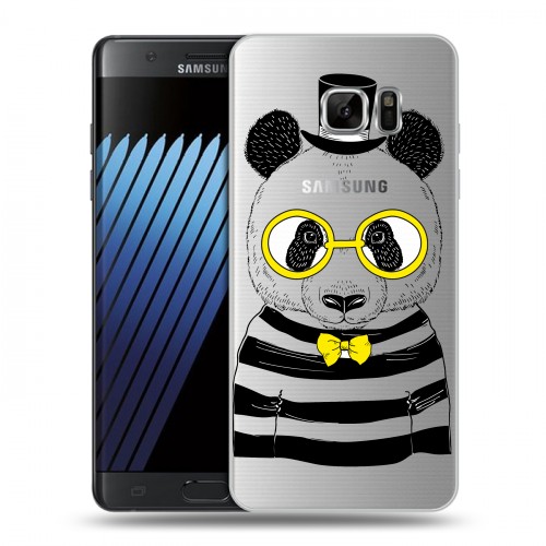 Полупрозрачный дизайнерский пластиковый чехол для Samsung Galaxy Note 7 Прозрачные панды