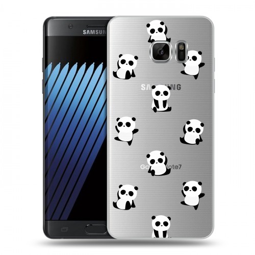 Полупрозрачный дизайнерский пластиковый чехол для Samsung Galaxy Note 7 Прозрачные панды 
