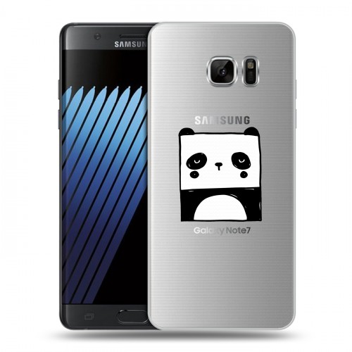 Полупрозрачный дизайнерский пластиковый чехол для Samsung Galaxy Note 7 Прозрачные панды - смайлики