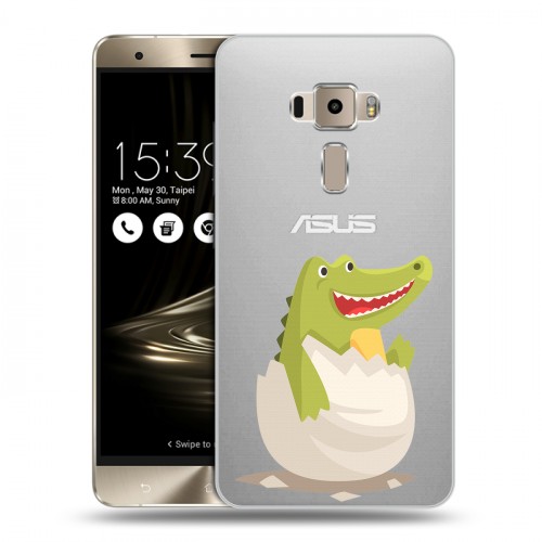 Полупрозрачный дизайнерский пластиковый чехол для Asus ZenFone 3 Прозрачные крокодилы
