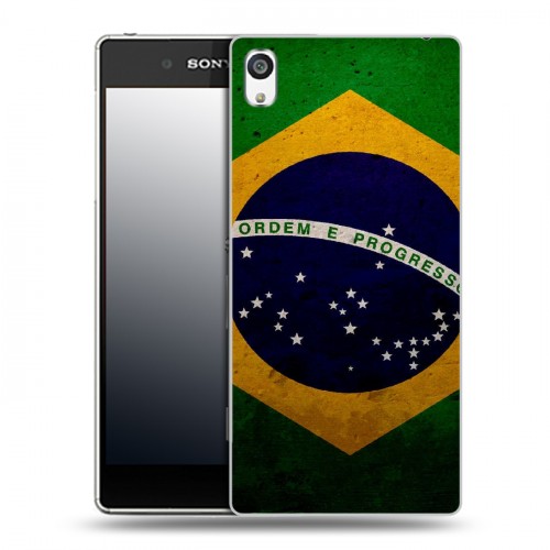 Дизайнерский пластиковый чехол для Sony Xperia E5 Флаг Бразилии