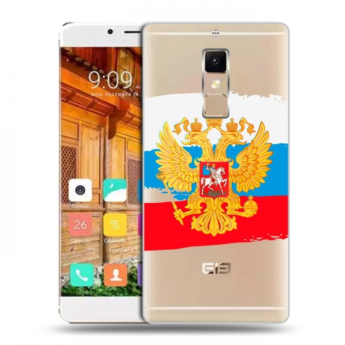 Полупрозрачный дизайнерский пластиковый чехол для Elephone S3 Российский флаг