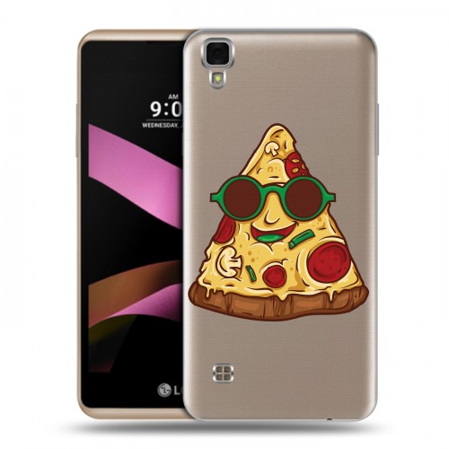 Полупрозрачный дизайнерский пластиковый чехол для LG X Style Прозрачная Пицца