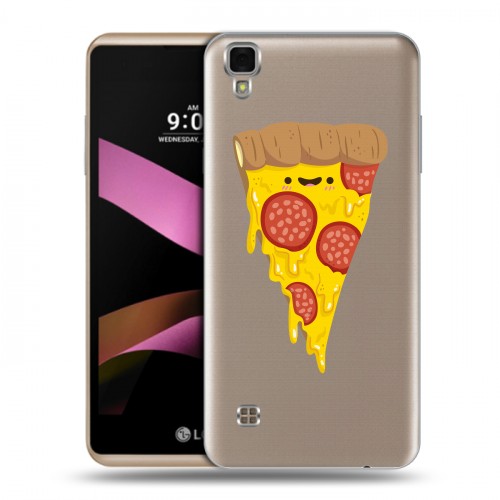 Полупрозрачный дизайнерский пластиковый чехол для LG X Style Прозрачная Пицца
