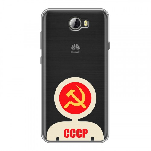 Полупрозрачный дизайнерский пластиковый чехол для Huawei Y5 II Флаг СССР