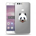 Полупрозрачный дизайнерский пластиковый чехол для Huawei Honor 8 Прозрачные панды - смайлики