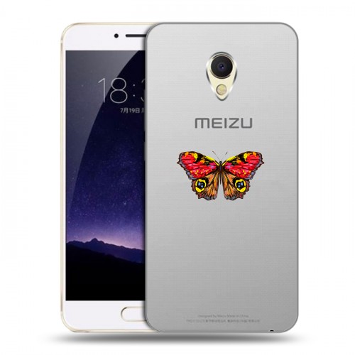 Полупрозрачный дизайнерский пластиковый чехол для Meizu MX6 прозрачные Бабочки 