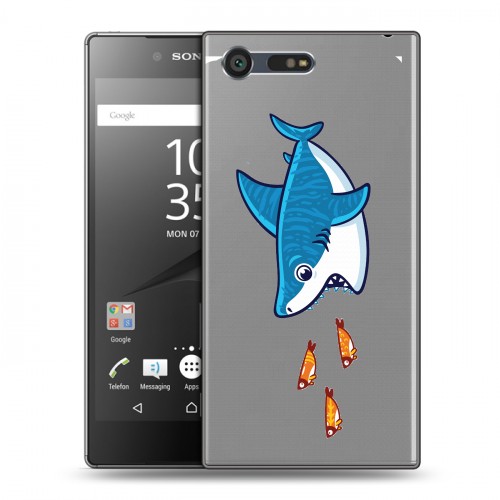 Полупрозрачный дизайнерский пластиковый чехол для Sony Xperia X Compact Прозрачные акулы