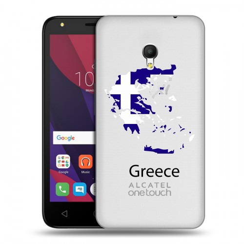 Полупрозрачный дизайнерский пластиковый чехол для Alcatel Pixi 4 (5) 5010D флаг греции