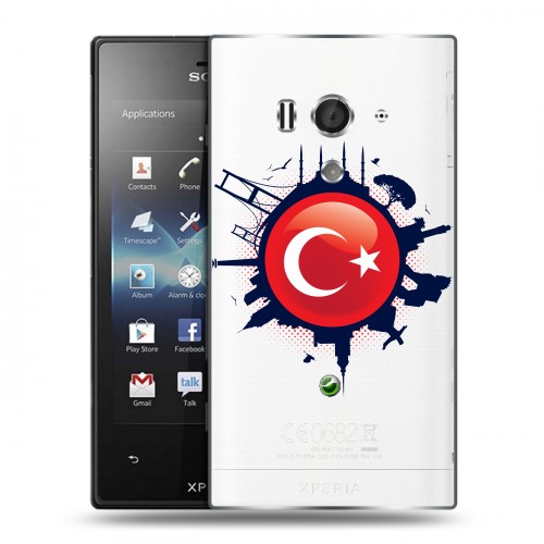 Полупрозрачный дизайнерский пластиковый чехол для Sony Xperia acro S Флаг Турции