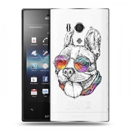 Полупрозрачный дизайнерский силиконовый чехол для Sony Xperia acro S Прозрачные щенки