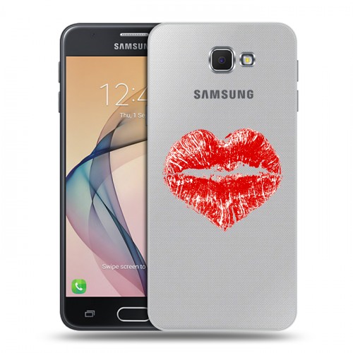 Полупрозрачный дизайнерский пластиковый чехол для Samsung Galaxy J5 Prime Прозрачные поцелуи