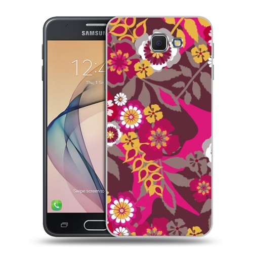 Дизайнерский пластиковый чехол для Samsung Galaxy J5 Prime Цветочные паттерны