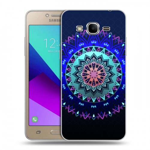 Дизайнерский силиконовый с усиленными углами чехол для Samsung Galaxy J2 Prime Светящиеся мандалы