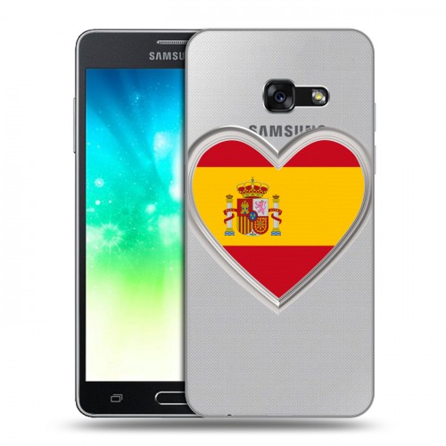 Полупрозрачный дизайнерский силиконовый с усиленными углами чехол для Samsung Galaxy A3 (2017) флаг Испании