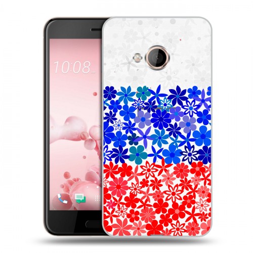 Полупрозрачный дизайнерский пластиковый чехол для HTC U Play Российский флаг