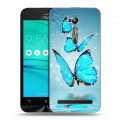 Дизайнерский пластиковый чехол для ASUS ZenFone Go ZB500KL Бабочки голубые