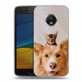 Дизайнерский силиконовый чехол для Lenovo Moto G5 Собака и котенок