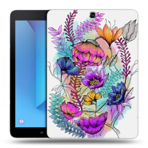 Дизайнерский силиконовый чехол для Samsung Galaxy Tab S3 Цветочная акварель