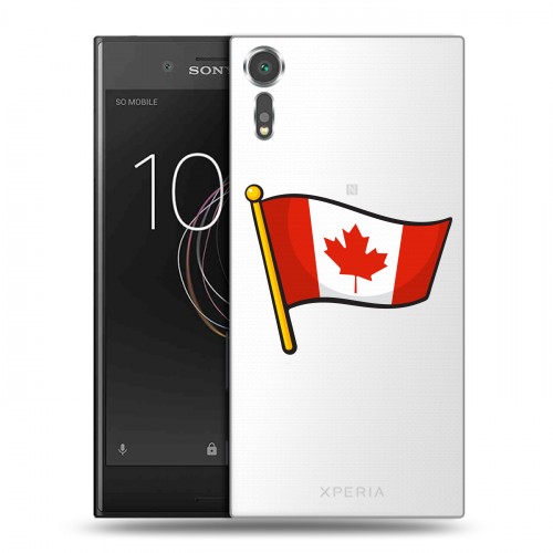 Полупрозрачный дизайнерский пластиковый чехол для Sony Xperia XZs Флаг Канады