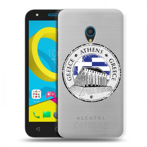 Полупрозрачный дизайнерский пластиковый чехол для Alcatel U5 флаг греции