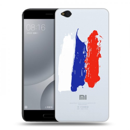 Полупрозрачный дизайнерский пластиковый чехол для Xiaomi Mi5C Российский флаг