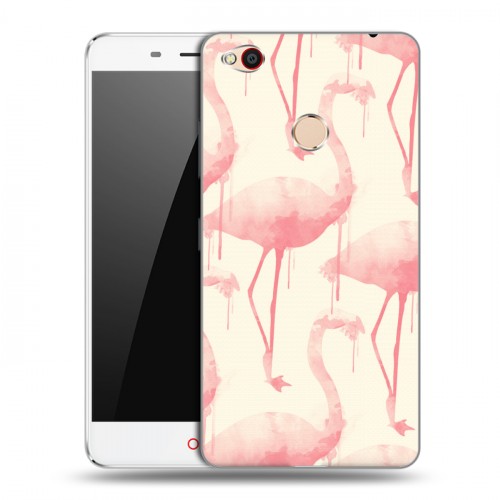 Дизайнерский пластиковый чехол для ZTE Nubia N1 Розовые фламинго