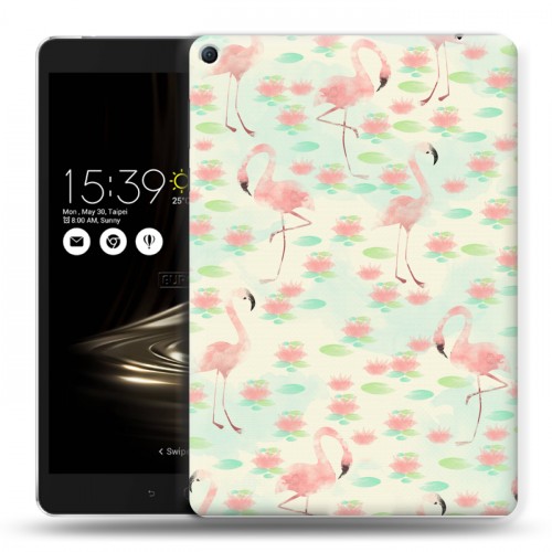 Дизайнерский силиконовый чехол для Asus ZenPad 3S 10 LTE Розовые фламинго