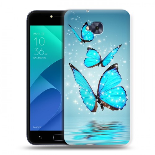 Дизайнерский пластиковый чехол для ASUS ZenFone 4 Selfie Бабочки голубые