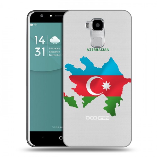 Полупрозрачный дизайнерский пластиковый чехол для Doogee Y6 Флаг Азербайджана