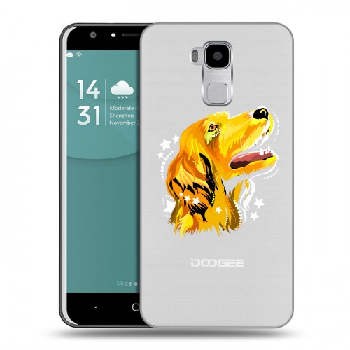 Полупрозрачный дизайнерский пластиковый чехол для Doogee Y6 Прозрачные собаки
