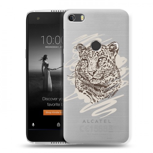 Дизайнерский силиконовый чехол для Alcatel Idol 5S Прозрачные леопарды