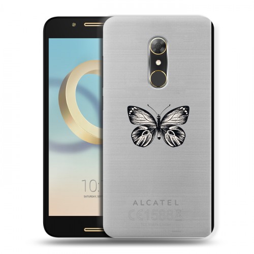 Полупрозрачный дизайнерский силиконовый чехол для Alcatel A7 прозрачные Бабочки 