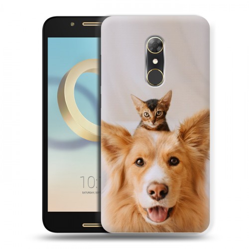 Дизайнерский силиконовый чехол для Alcatel A7 Собака и котенок