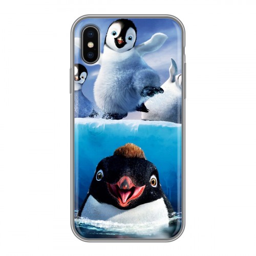 Дизайнерский силиконовый чехол для Iphone x10 Пингвины