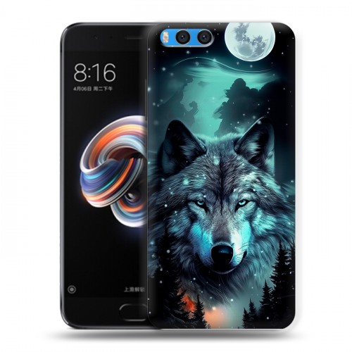 Дизайнерский силиконовый чехол для Xiaomi Mi Note 3 Волк и луна