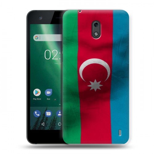 Дизайнерский пластиковый чехол для Nokia 2 Флаг Азербайджана