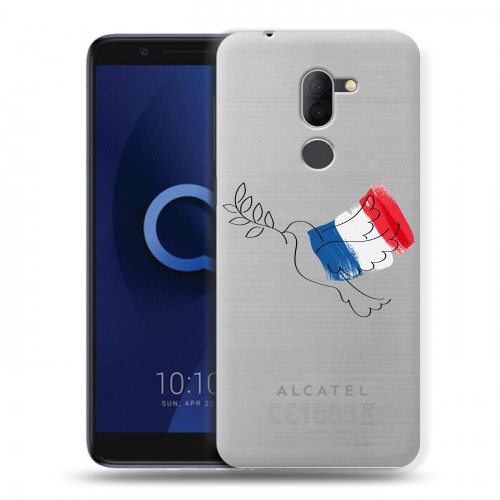 Полупрозрачный дизайнерский пластиковый чехол для Alcatel 3X Флаг Франции