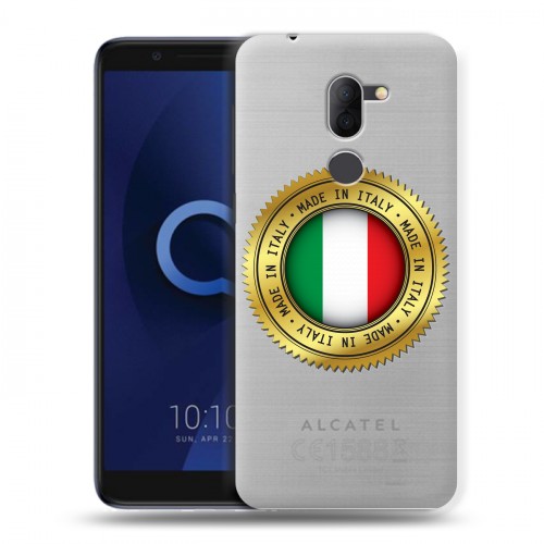 Полупрозрачный дизайнерский пластиковый чехол для Alcatel 3X Флаг Италии