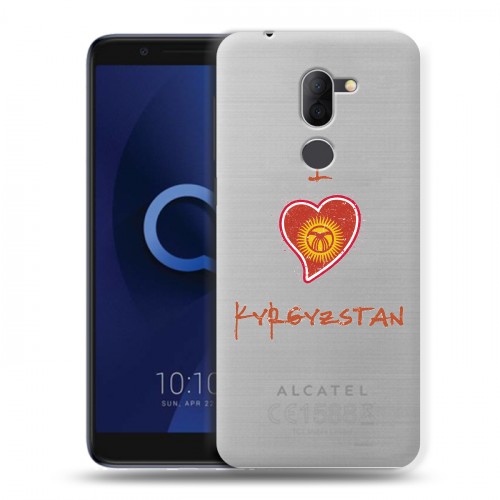 Полупрозрачный дизайнерский пластиковый чехол для Alcatel 3X флаг Киргизии